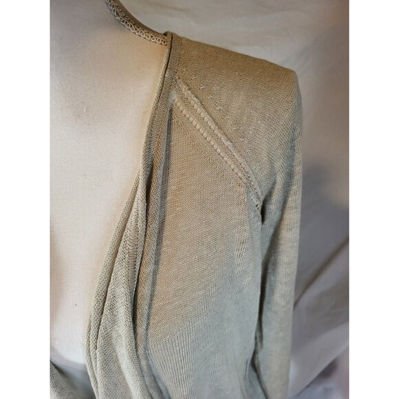 Sundance 100% Linen Open Front Cardigan Beige Long Sleeve Lightweight Small - Picture 2 of 5